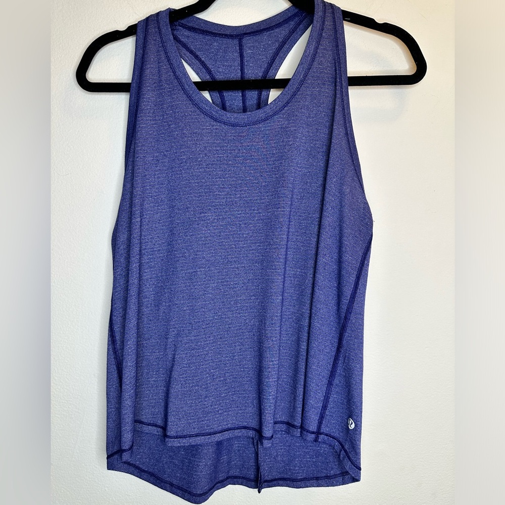 Lululemon Open Back Tank Top Size 8 Womens Blue Racerback Tie Slit